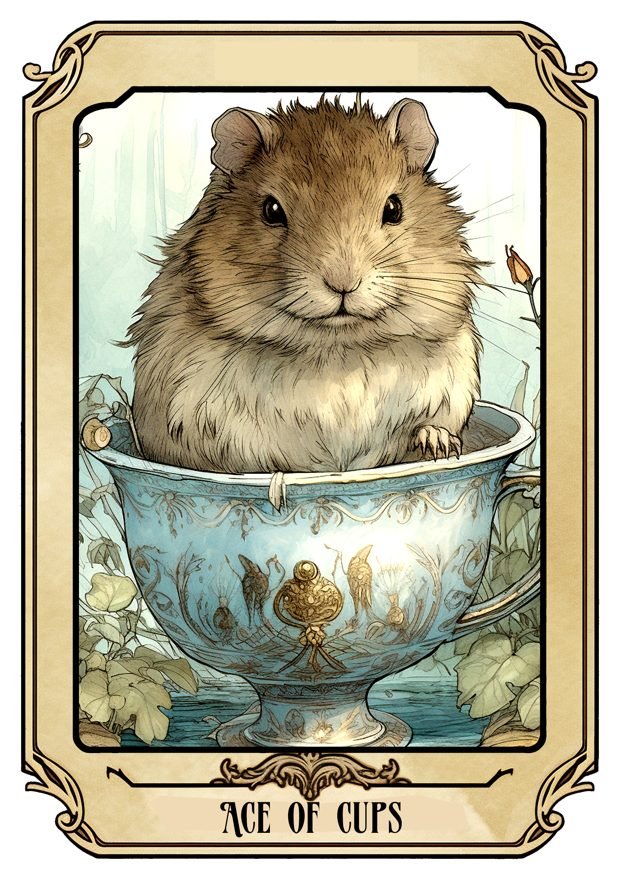 Ace of Cups, a Tarot Pigs card