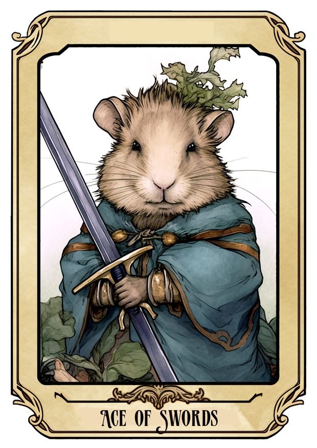Ace of Swords, a Tarot Pigs card