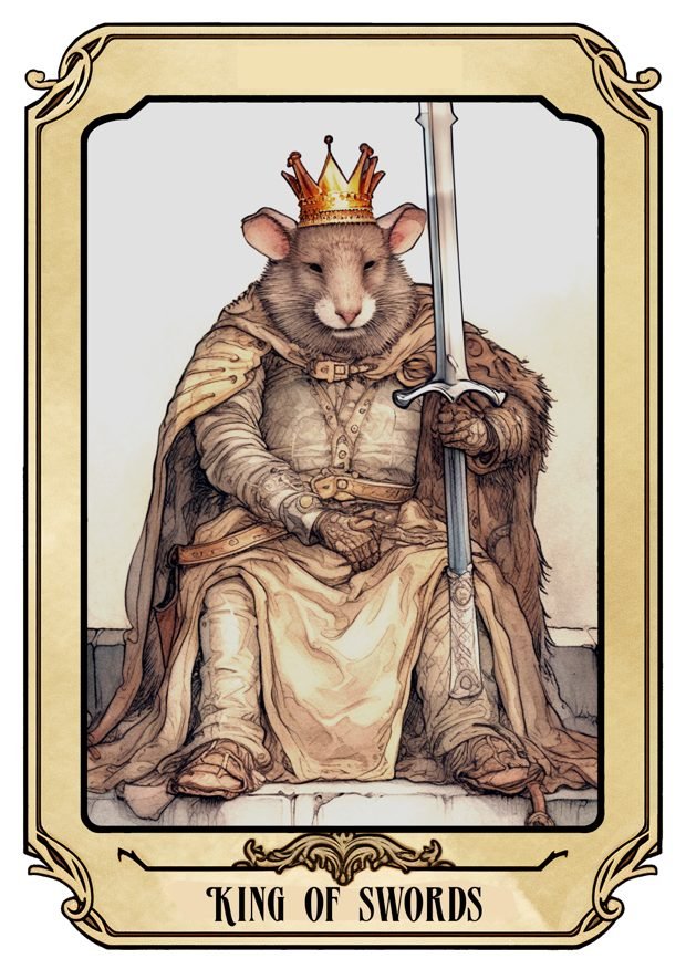 King of Swords, a Tarot Pigs card