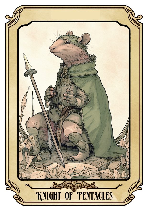 Knight of Pentacles, a Tarot Pigs card