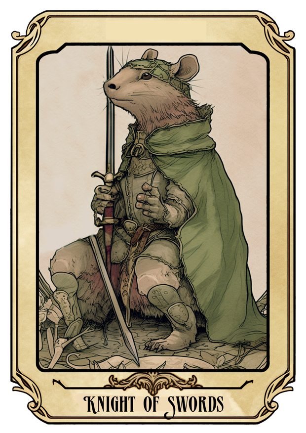 Knight of Swords, a Tarot Pigs card