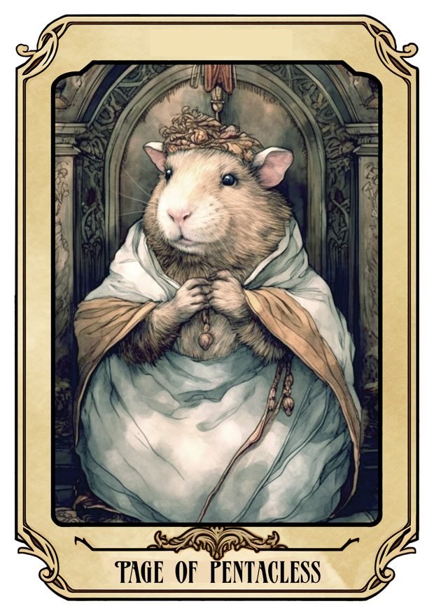 Page of Pentacles, a Tarot Pigs card
