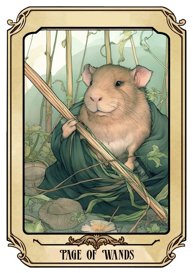 Page of Wands, a Tarot Pigs card
