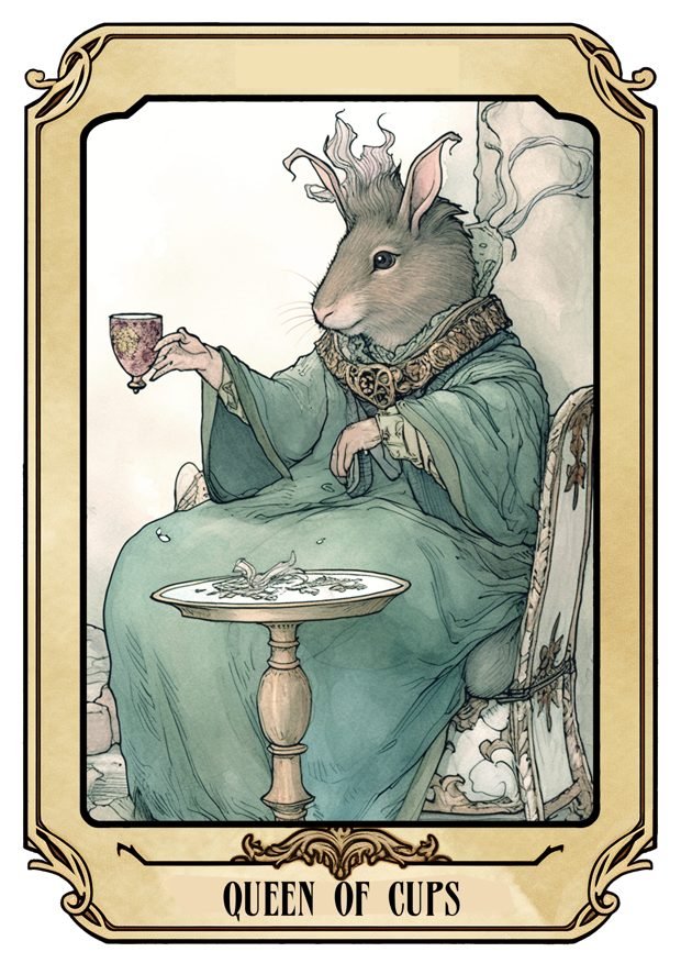 Queen of Cups, a Tarot Pigs card