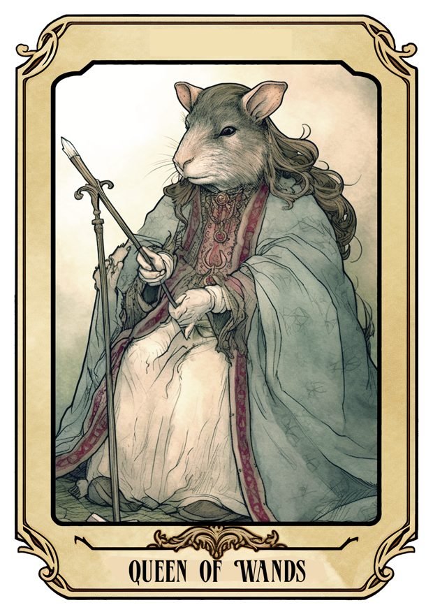 Queen of Wands, a Tarot Pigs card