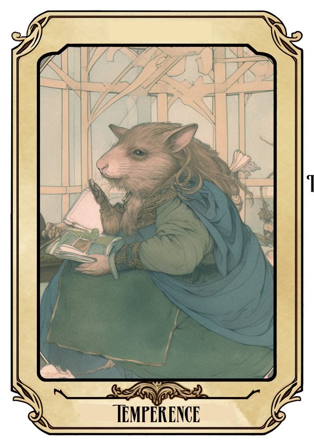 Temperance, a Tarot Pigs card