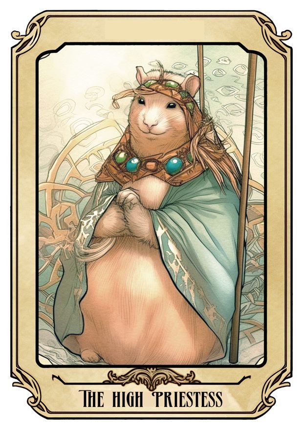 The High Priestess, a Tarot Pigs card